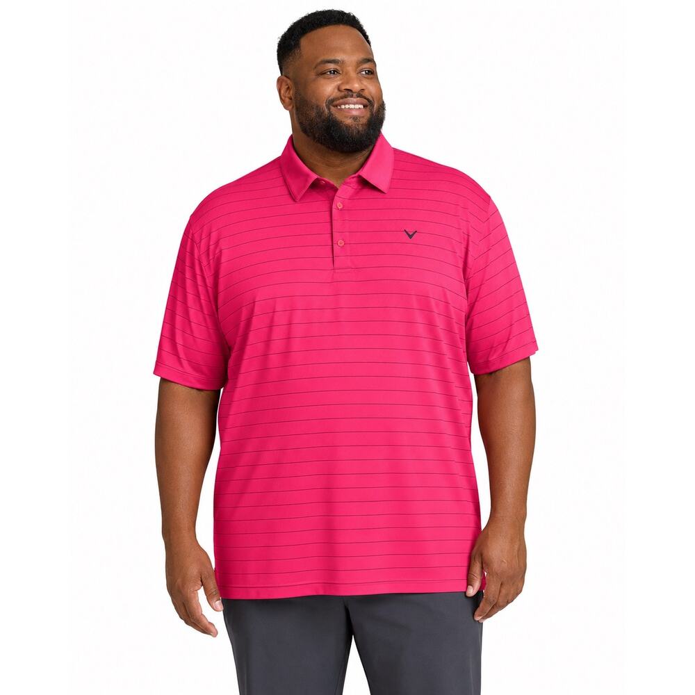 Callaway Pink Striped Opti-Dry Golf Polo Shirt
